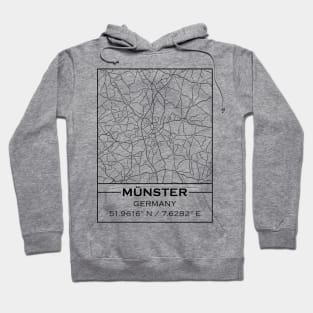 Münster City Map - Minimal Black and White Design Hoodie